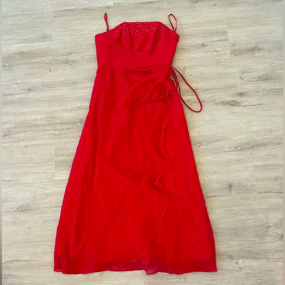 Vintage Red Formal Beaded Gown